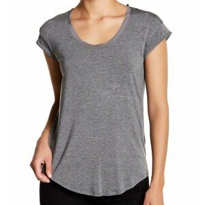 H By Bordeaux Charcoal Grey Contrast Silk Trim Tee